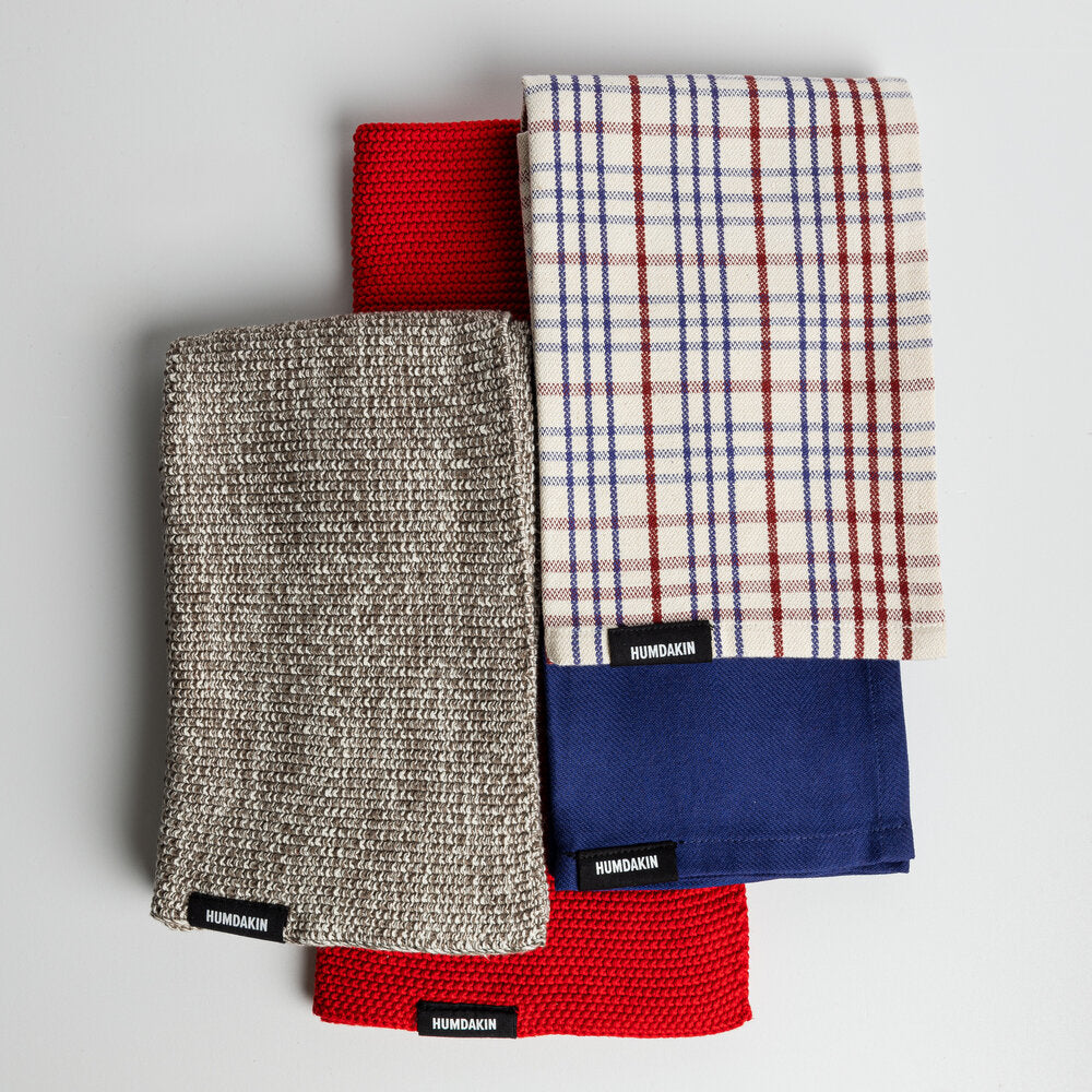 Strikket køkkenhåndklæde - Rushing Red